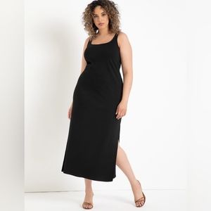 Eloquii Ribbed Black Maxi Dress